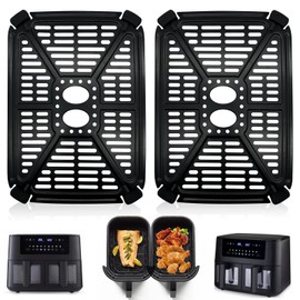 GWY Air fryer Accessories for Holstein Housewares 8.4QT Dual Basket Digital Air Fryer, 8.5×6.1 IN Food Grade Air Fryer Grill Pan Grill Plate Crisper Plate Replacement Parts Tray Rack
