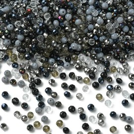 DanLingJewelry Crystal Glass Beads, 500pcs Black Row 4mm Faceted Rondelle Glass Beads with Hole Glass Spacers for Bracelets Necklace Earrings DIY Jewelry Making