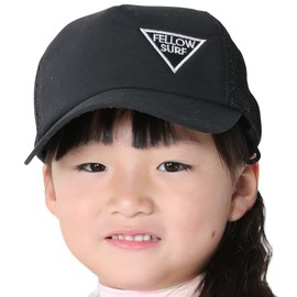 FELLOW Surf Cap, Kids, 21.3 inches (54 cm), UV, Sea Hat, Chin Strap, Junior, Surfing, Amphibious, Beach Cap, Sunburn, UV Protection, Black