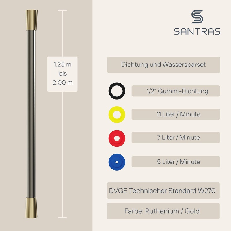 SANTRAS® Premium Aranja / Gold Shower Hose 1.50 m with