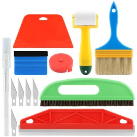 Wallpaper Smoothing Tools, Wallpape-r Tool Kit with Felt Squeegee Seam Roller Wallpape-r Brush Measure Tape for Wallpapers,Contact Paper,Window Tint,Vinyl Backsplash Tile(COLOR:1)