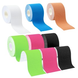 Kinesiologies, 6 Rollen Tape Sport 5cm x 5m Elastisches Sporttape Baumwolle Kinesiologie Tape für Muskelunterstützung Knieschmerzen Schulter Knöchel Plantar