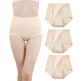 marysgift Tummy Control Knickers for Women High Waisted Brief Panty Soft Body Shaper for Ladies UK 8 10 1106-L Beige