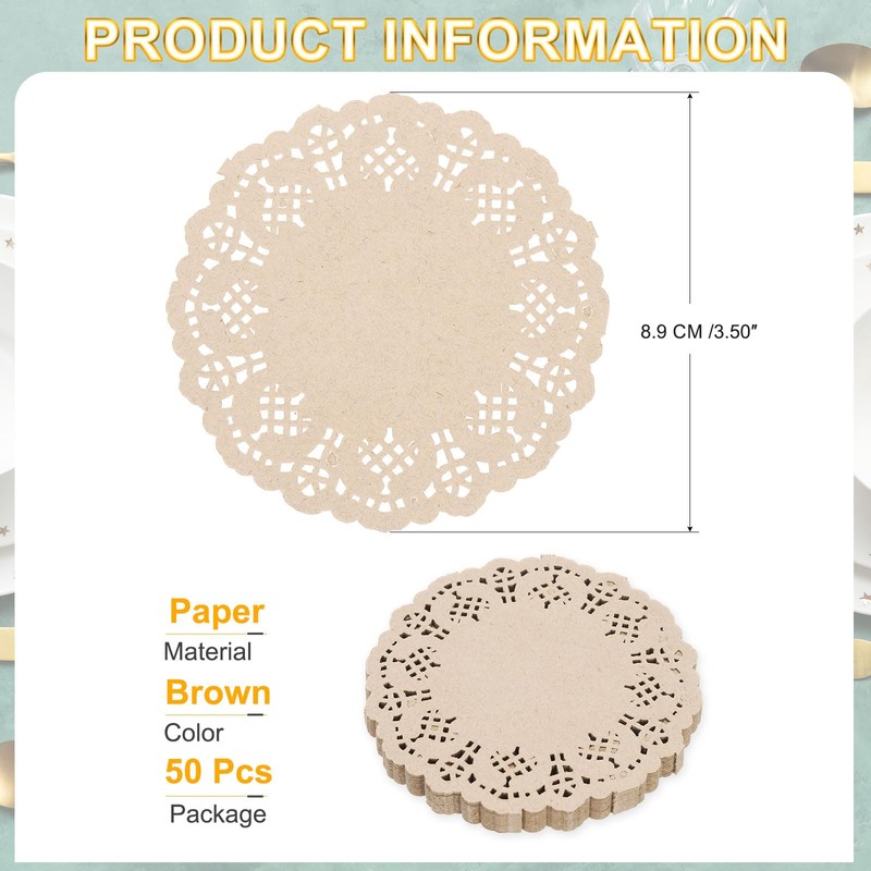 sourcing map 50pcs Paper Doilies, 3.5 Inch Lace Paper Doilies,