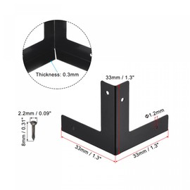 sourcing map 33x33x33mm Metal Box Corner Protectors Edge Guard Black 4pcs