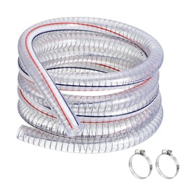 MECCANIXITY 1" ID x 5 Ft PVC Tube Steel Wire Reinforced Tubing Flexible Vinyl Hose Pipe Clear Suction Chemical Resistant Thick Tubing