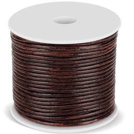 Anezus Leather Cord, Round Leather String, Retro Brown Leather Lace, Leather Rope Cord Leather Twine for Bracelets, Necklaces, Jewelry Making and Crafts