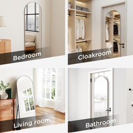 SCWF-GZ 57x20 Door Hanging Full Length Mirror, Floor (Height 5.7ft just Body in1.3ft) Wall Mounted Metal Frame Arch Dressing Mirrors for Bedroom Bathroom Living Room 57 inch Silver