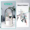 QIYVLOS Toothbrush Holders with Sliding Lid, Rotating 3 Slots Bathroom
