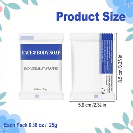 Travel Size Bars Soap in Bulk, Individually Wrapped Mini Small Body Hand and Face Soaps Toiletries Amenities for Hotel, Shelter/Homeless/Nursing Home/Charity/Motel/Guest Bathroom 0.88 oz (60 Pack)