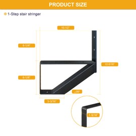 DIYHD Steel Stair Riser 1 Step Stair Stringer for Deck Height 13in,Powder Coated Black,MAX Load Capacity:500lbs,3pcs