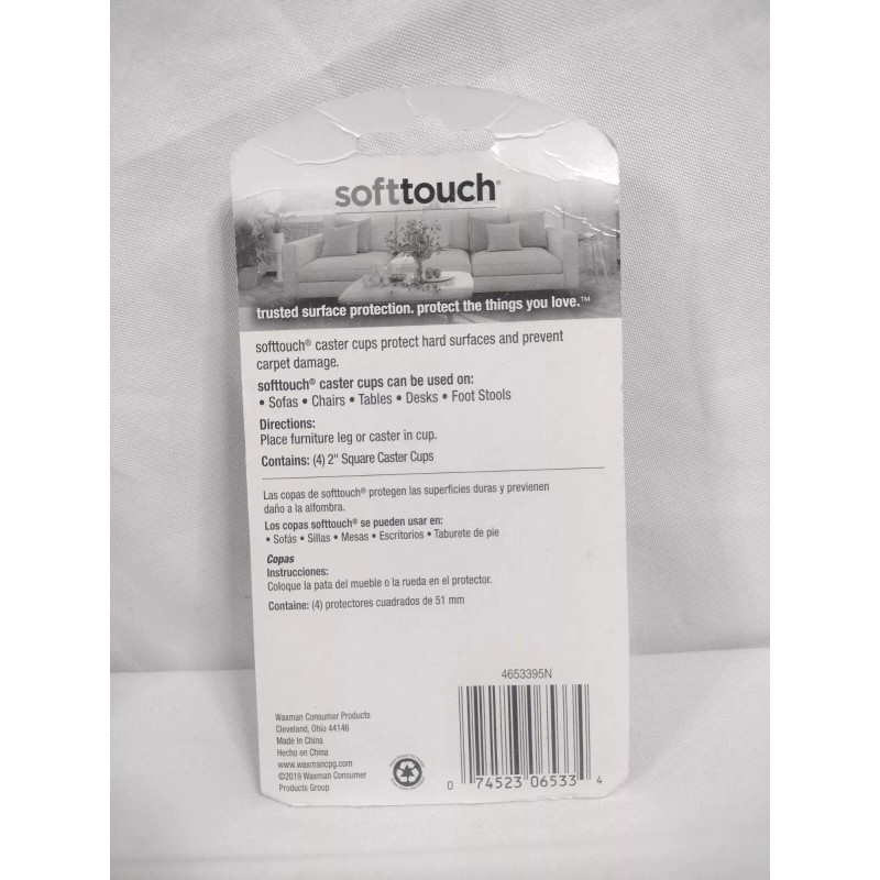 SoftTouch Furniture Caster Cups Square for Carpet or Durable Hard