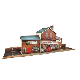 The CityBuilder Railroad Station Cardboard Model Making Kit - O Scale Model Railroad Building