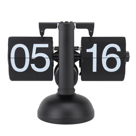 Retro Digital Flip Down Clock, Mechanical Auto Flip Desk Clock Large Number, 24 Hours Vintage Table Clock for Home Office Christmas Decor (All Black)