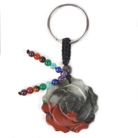 Natural Amethyst Gemstone Flower 7 Chakra Reiki Tassel Healing Keychain Bag Charm Pendant 3.1 Inches