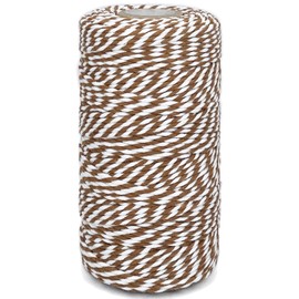 Cotton Twine Brown and White Baker String 2mm Thick 328 Feet Christmas Twine for Gift Wrapping DIY Crafts Home Decoration Gardening