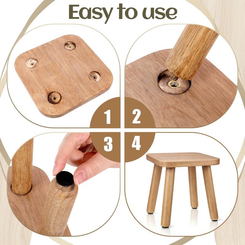 9 Inch Small Wooden Step Stool Solid Wood Stool Wooden