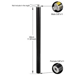 Carbon Fiber Extension Pole for Prism Pole - 1' Telescopic Pole Extender with 5/8x11 Male & Female Threads, Ultra-Lightweight 1" OD Pole Extension for Lasers Level, GPS, RTK Surveying(2PCS)