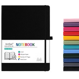 A4 Notebook - Notebook A4 with 144 Pages Premium Paper, Faux Leather Classic Writing Notebook Journal, 8.35" X 11.45", Hardcover, Black