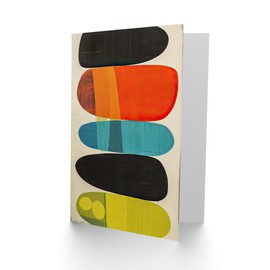 Artery8 Greeting Card Mid Century Modern Abstract Colour Shades Blank For Him Or Her Art Birthday Card