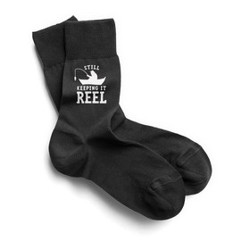 D Design Invent Print! Fishing Gift Socks Men’s Black Funny Fishing Quote Size 6-11 (Black)