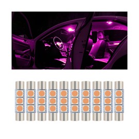 Mandark 10PCS 31mm Car Roof LED Reading Light Bulb, 12V 3SMD 5050 Chips Super Bright Automobile Sun Visor Makeup Lights, Waterproof Vehicle Interior Lighting Accessories, Universal Fit (Pink)