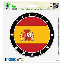Spain Madrid Vinyl Car Bumper Window Sticker 2" x 2"