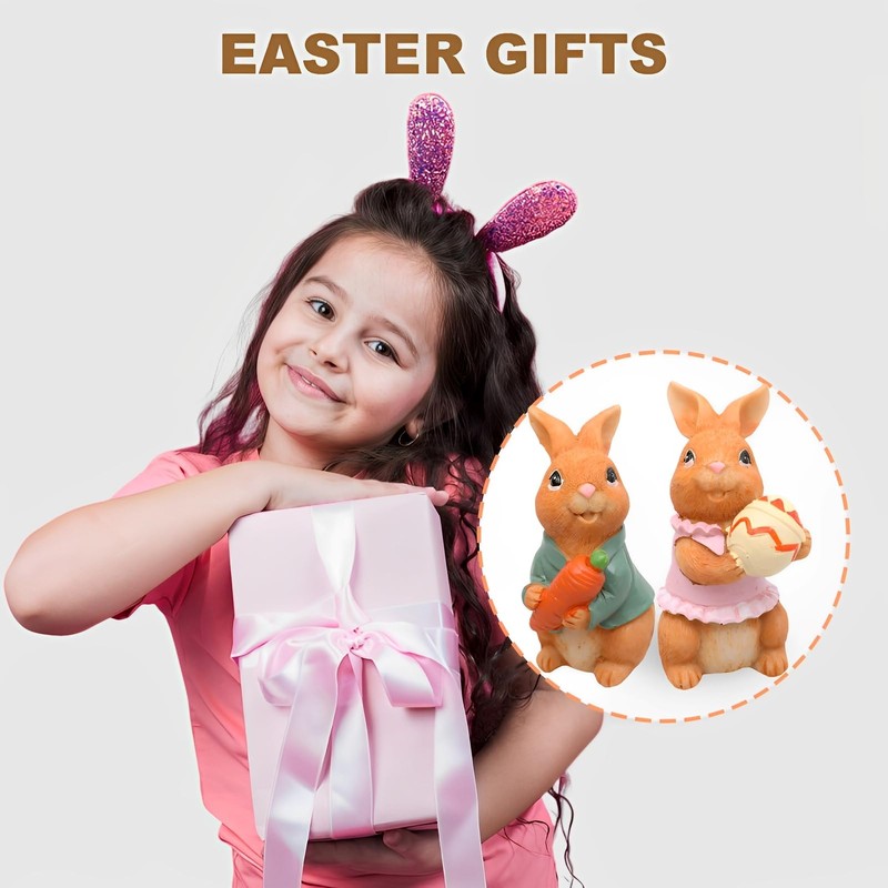 Pack of 2 Easter Bunny Figures, Easter Bunny Decorative Garden,