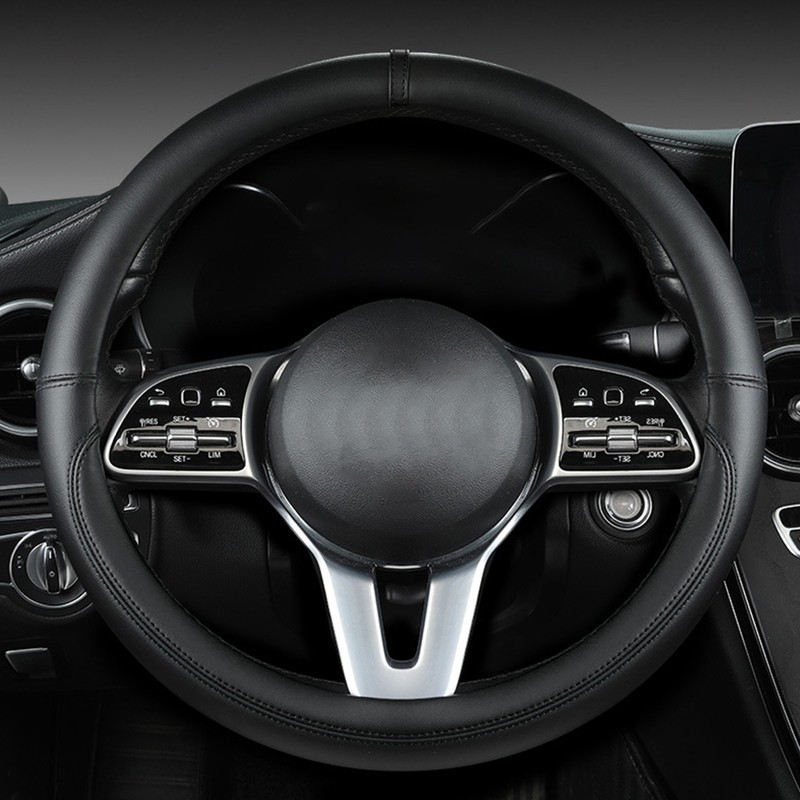 Steering Wheel Cover Nappa Leather Wrapped Wheel Protector Anti Slip
