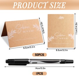 Pack of 50 Wedding Place Cards, Beautiful, Party Cards, Place Cards for Birthday, Place Cards for Communion Confirmation, Blank Place Cards with Marker Pen, Name Badges Wedding for Decorations