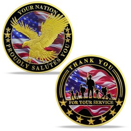 AtSKnSK Veterans Challenge Coin Thank You for Your Service Military Coin (Spreading Wings Eagle)