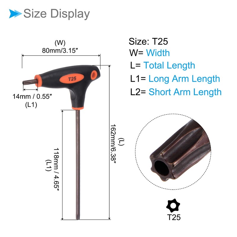 CoCud Tamper Proof Torx T25 Torx S2 Steel T-Handle Star