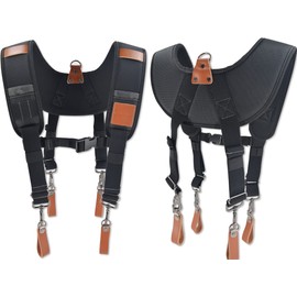 WELKINLAND Heavy-Duty leather tool belt suspenders, Leather tool bag suspenders, Carpenter suspenders, Construction tool belt for men