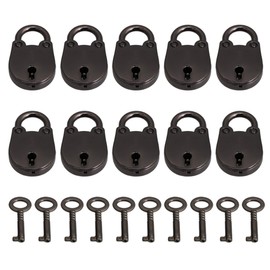 BQLZR Nickel Black Zinc Alloy Small Archaize Padlocks Old Vintage Antique Style Luggage Box Key Lock with Key Pack of 10