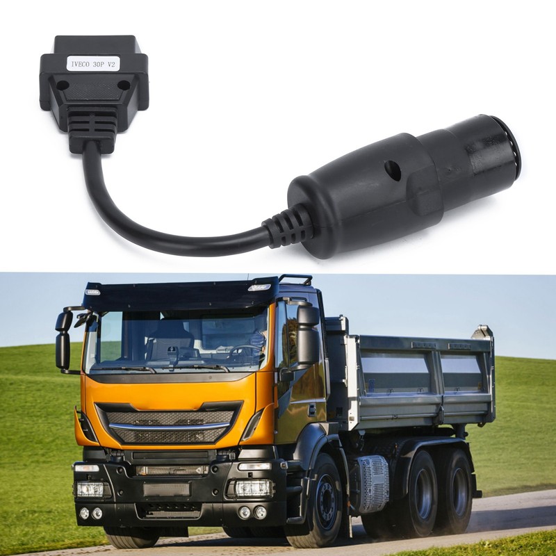 OBD2 30Pin‑16Pin Diagnostic Cable Adapter 250mm/9.8in Length Replacement for IVECO