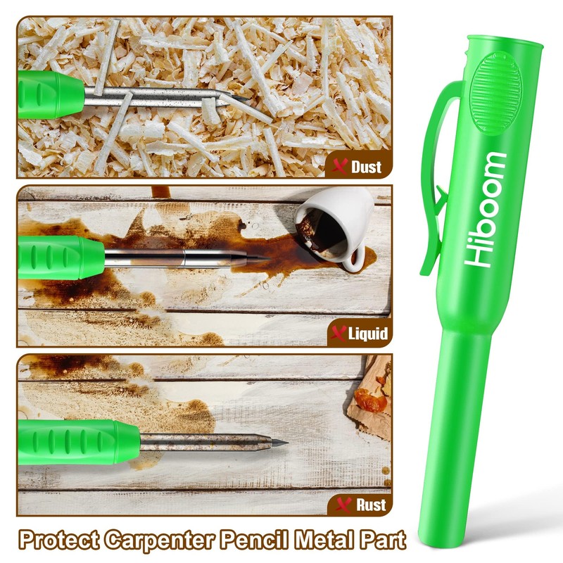 Hiboom 2 Pack Solid Carpenter Pencils with Pencil Cap and