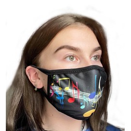 Komonee Adults Face Mask Washable Reusable Trendy Dustproof Musical Notes Cloth Mouth Cover Covering For Boys Girls Outdoors Indoors Childrens School Protection