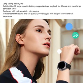 Smart Watch, Answer and Make Calls, HD Screen Fitness Tracker Music Player Smart Watch with Earbuds, Fitness Watch for Android iOS (Black)