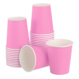 sourcing map Colorful Disposable Paper Cups,30 PCS 9 OZ Creative Educational Toys Arts Craft Supplies, DIY Paper Cups for Parties (Pink)