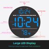 Digital Wall Clock with Large LED Display, Auto-Brightness, Temperature, Low-Reflectivity,