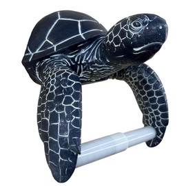 Sea Turtle Wall Mount Toilet Paper Roll Holder Rustic Nautical Dark Navy Blue/White Coastal Decor – Weathered Finish