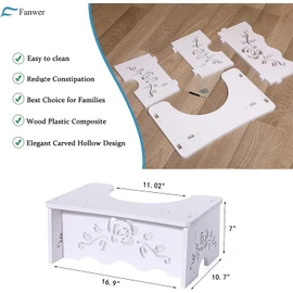 Fanwer Squatting Toilet Stool - Poop Stool for Bathroom, Wood-Plastic Composite, 7 Inch, Adults & Elderly