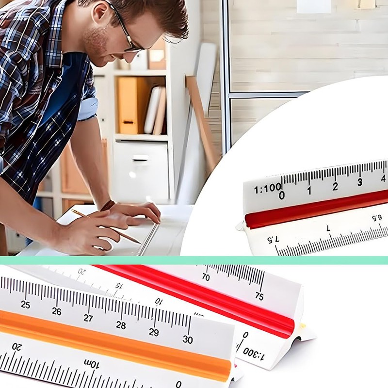 Scale Ruler, Plastic Triangular Scale, 30 cm Metric Scales 1:100