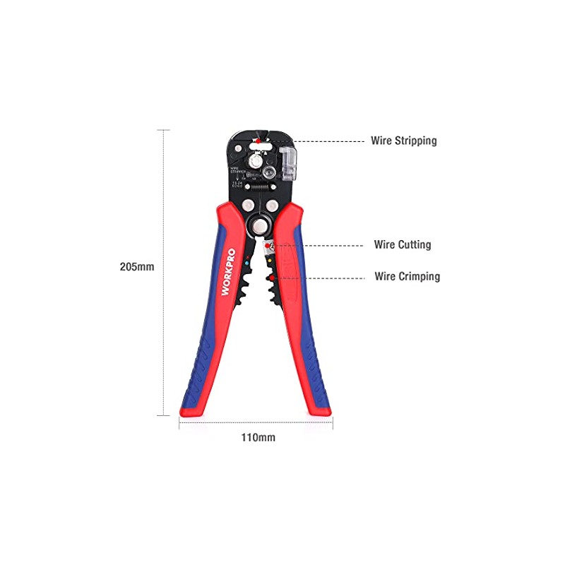 WORKPRO Self Adjusting Wire Stripper, 3-in-1 Automatic Wire Stripper/Cutter/Crimper, AWG10-24,