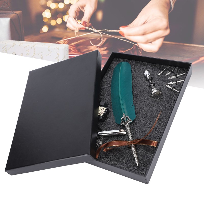 Quill Pen Set Feather Writing Dip Pen Stamp Students Teacher