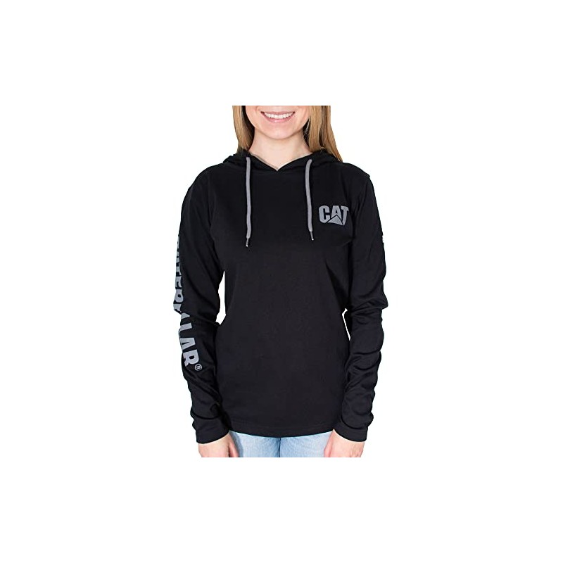 Caterpillar Women's UPF Banner Hooded Tee - Black, Small