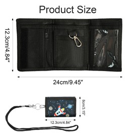 Aomhrek Kids' Wallets for Boys, Durable and Fun Boys Wallet with Cartoon Design, Perfect Kids Wallet with Lanyard, Card Slots & Zip Pocket for School and Play, Black