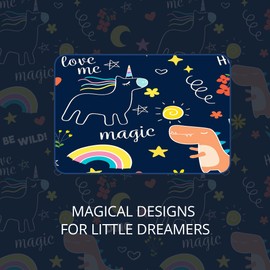 BOHOMOCASA 100% Blackout Curtains for Kids - Adorable Dinosaur & Unicorn Pattern, 2Panels, Each W52xL63, Thermal Insulated Noise-Reducing Drapes for Nursery, Bedroom, Playroom - Fun & Colorful Design