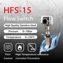 SLIYXTWIO Oil Water Flow Control Switch, AC 15-250V 1/2''/DN15 Adjustable Automatic Water Pressure Sensor with 3 Paddles & SPDT Output