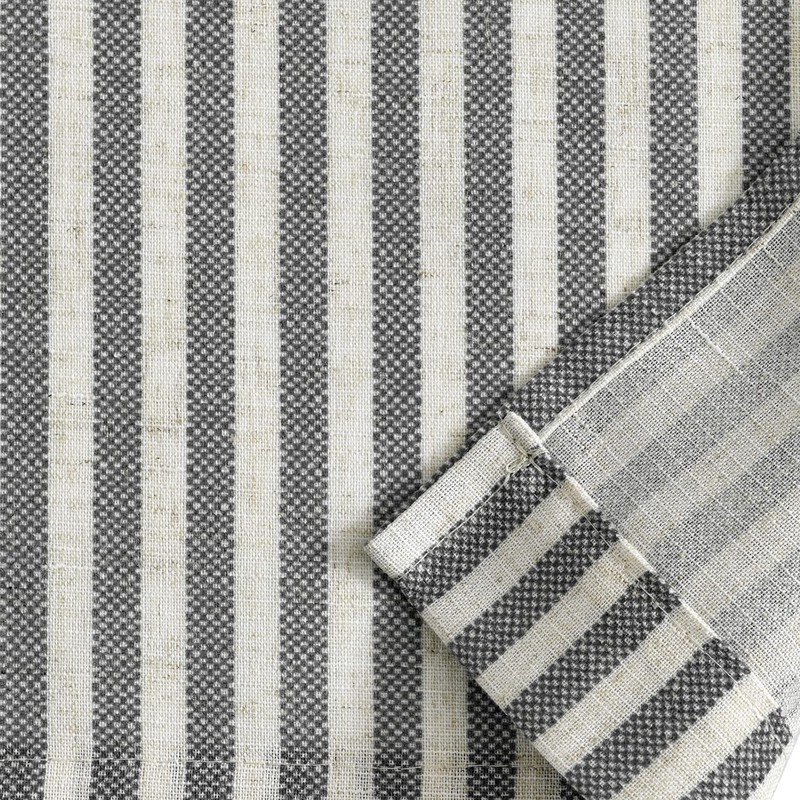 TOPICK Striped Panel Curtains, Linen Curtains with Stripes, Kitchen Curtain,